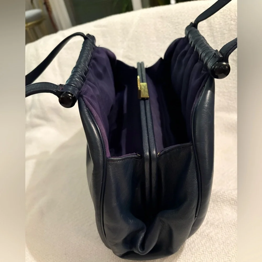 Classic Black Leather Satchel Handbag